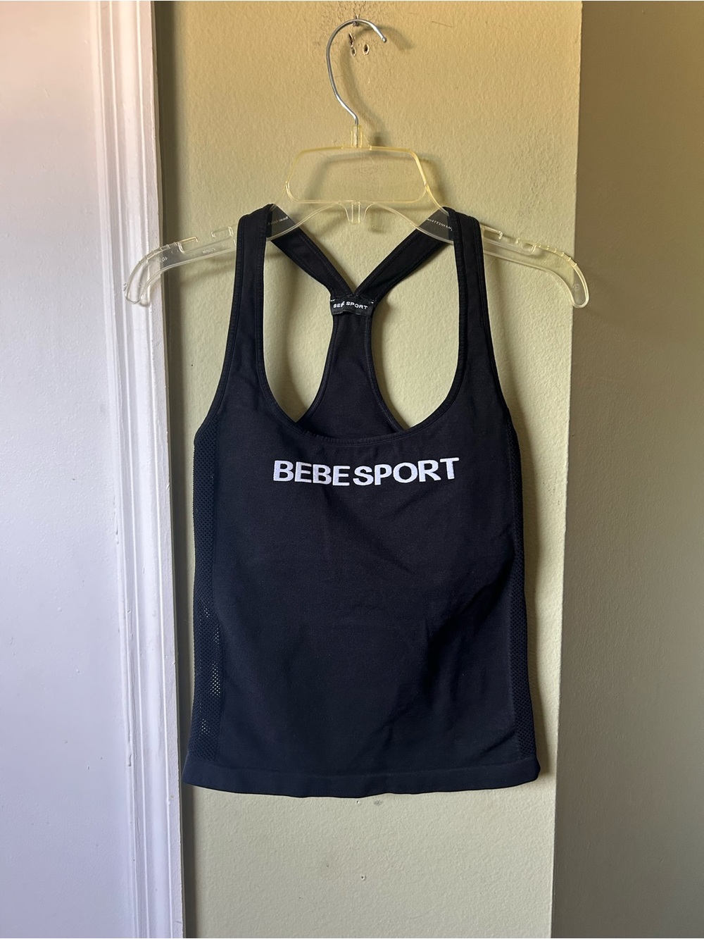 bebe Black 'BEBE Sport Racerback Tank Top